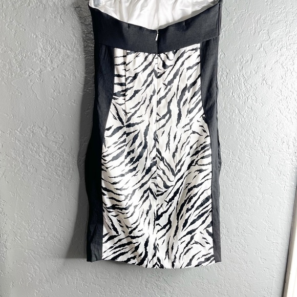 Jessica McClintock women size 2 zebra print zigzag flap cocktail dress. - Picture 4 of 10